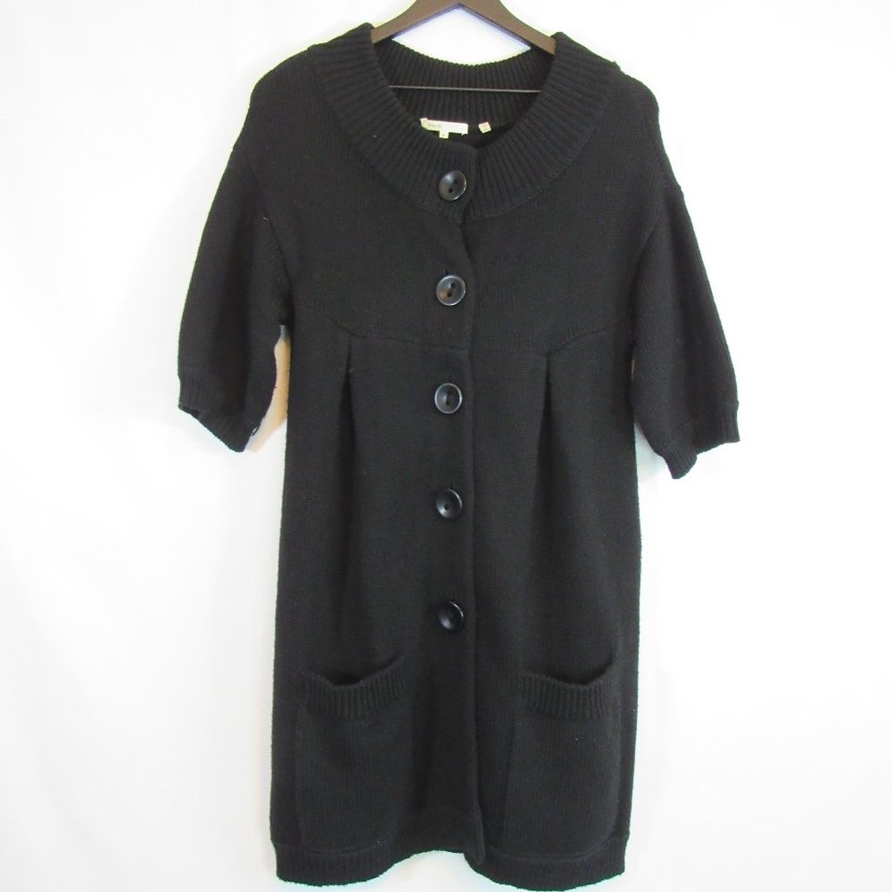Vince Wool Black Button Front Baby Doll Cardigan Sweater M